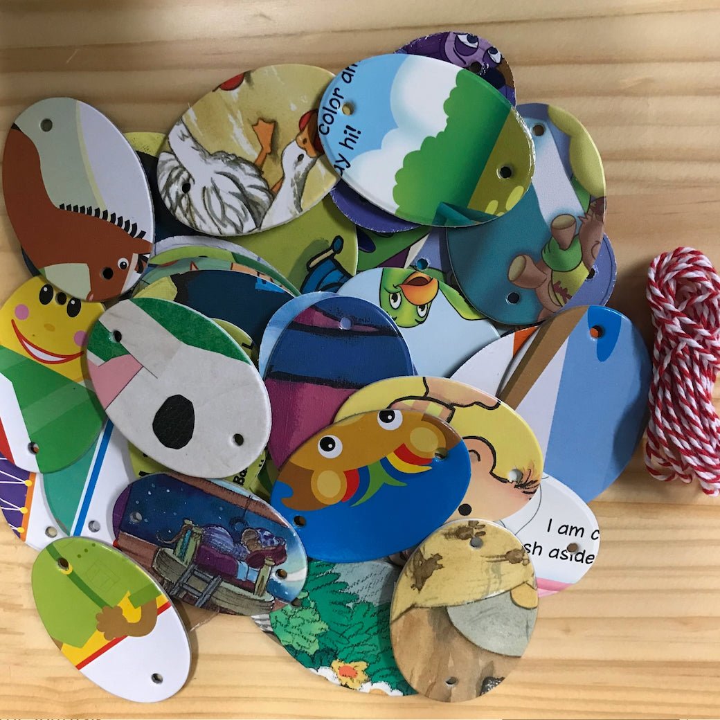 Up - Cycled Board Book Garland Oval Shapes - Marmalade Mercantile