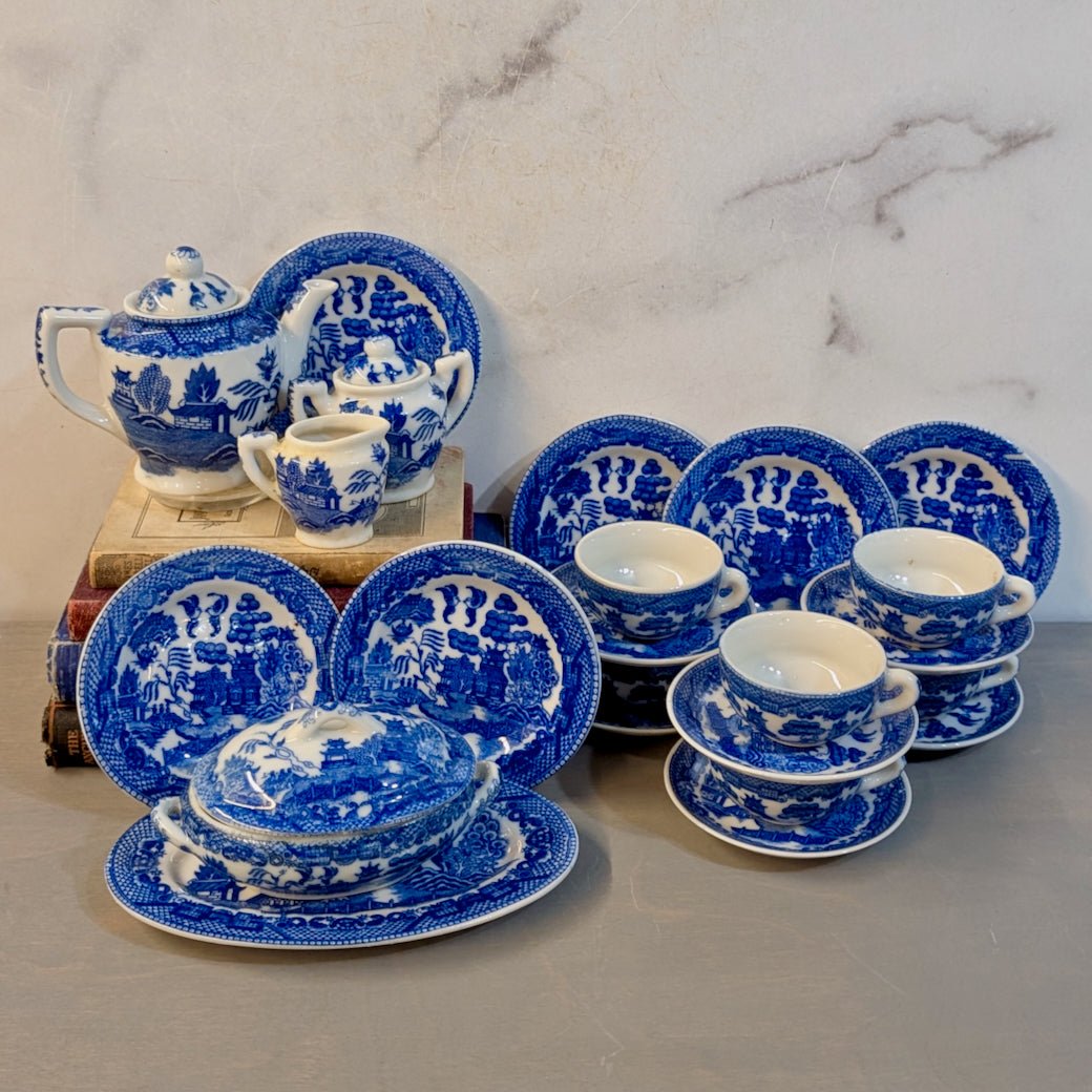 Vintage 1940s Blue Willow Child’s Tea Set - Marmalade Mercantile