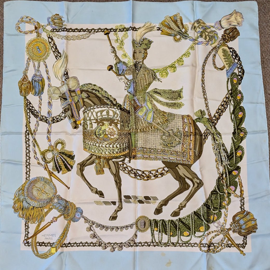 Vintage 1960 Hermes Silk Scarf Le Timbalier by Francoise Heron