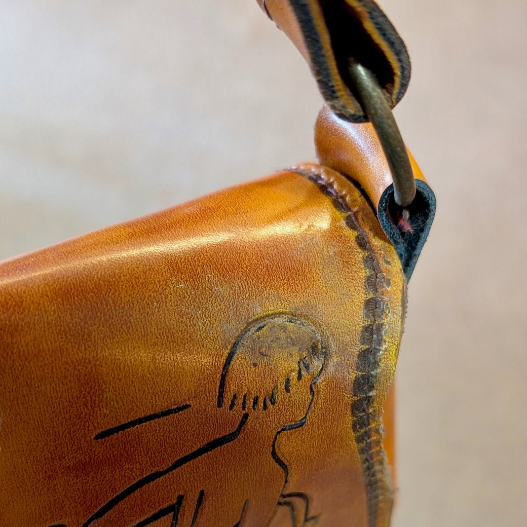 Vintage 1970s "Let's Streak" Tooled Leather Shoulder Bag - Marmalade Mercantile