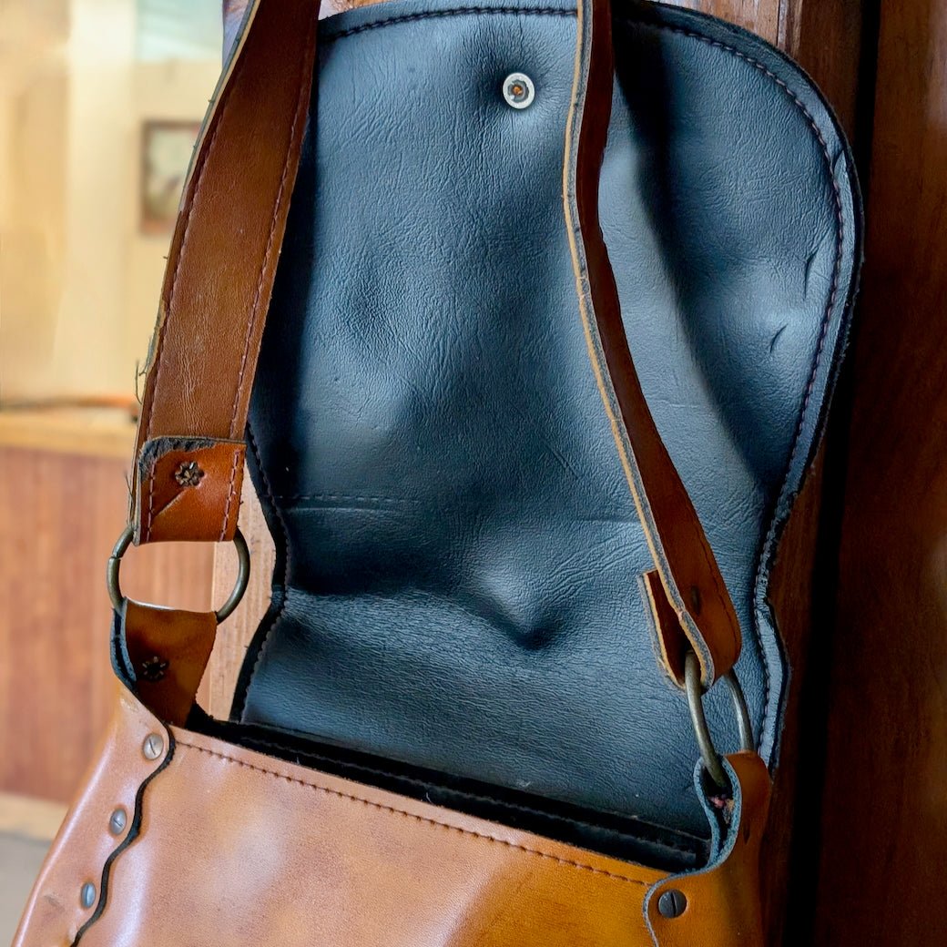 Vintage 1970s "Let's Streak" Tooled Leather Shoulder Bag - Marmalade Mercantile