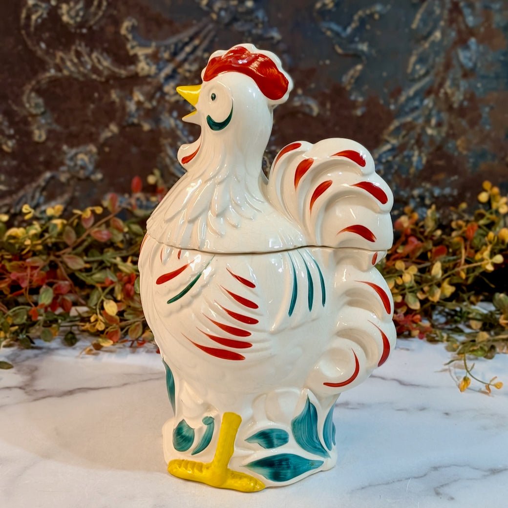 Vintage Hand - Painted Ceramic Pottery Guild Rooster Cookie Jar - Marmalade Mercantile