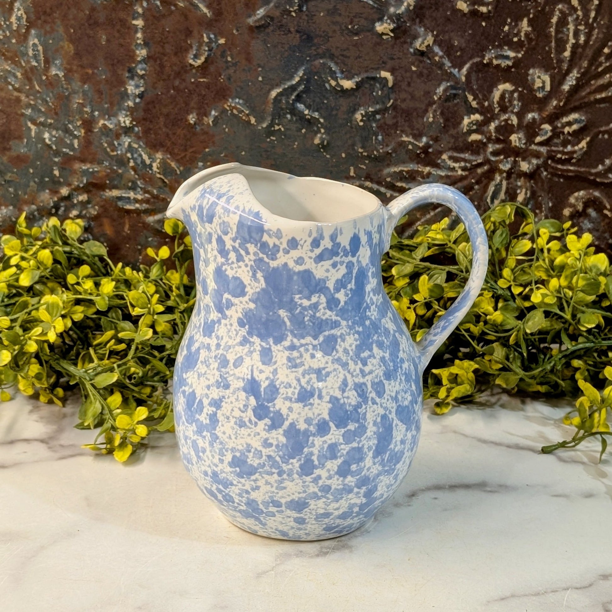 Vintage Light Blue Bennington Spatterware Pitcher - Marmalade Mercantile