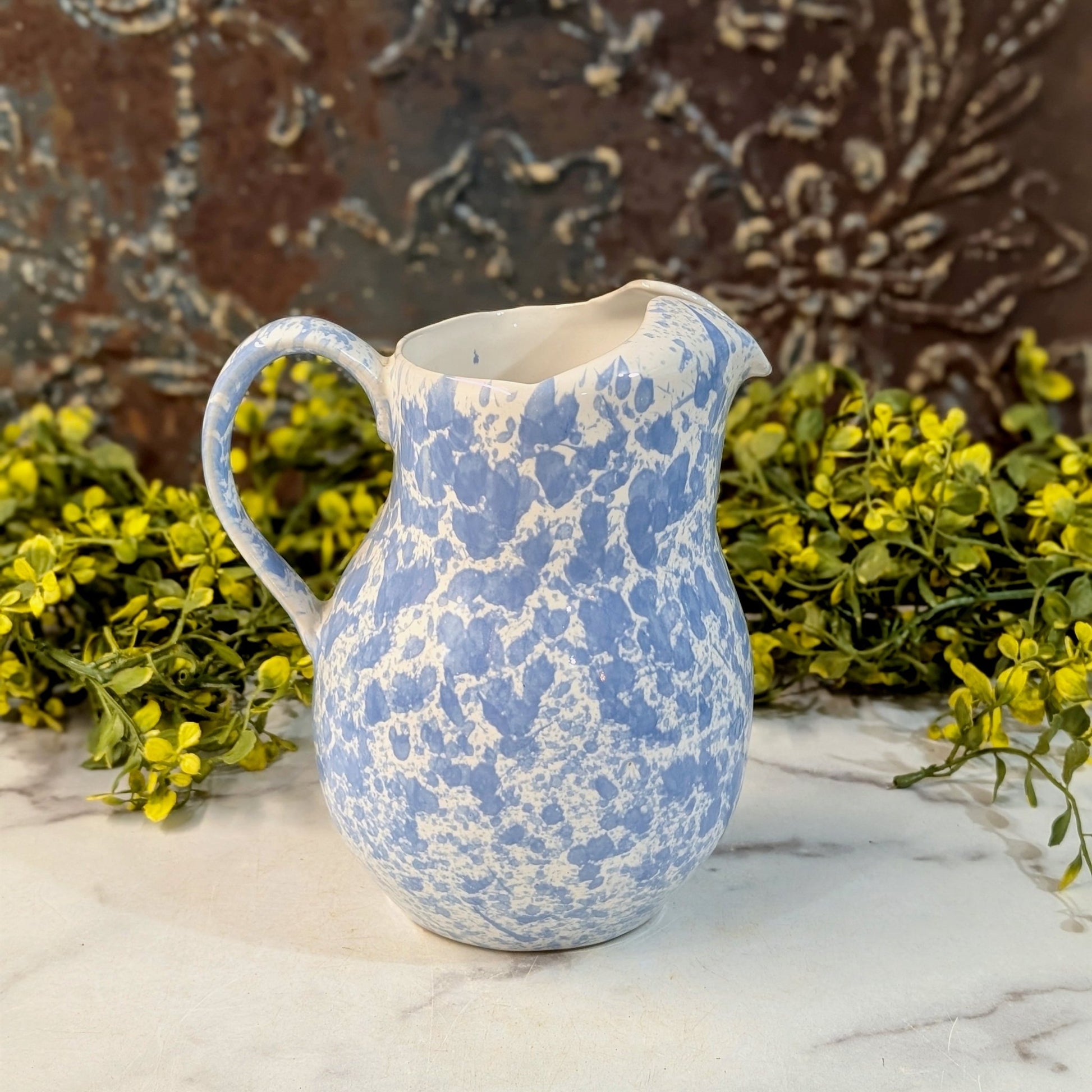 Vintage Light Blue Bennington Spatterware Pitcher - Marmalade Mercantile