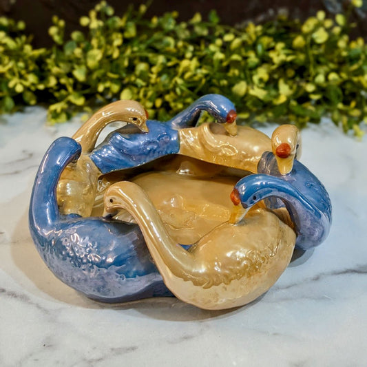 Vintage Lusterware Bowl Goose Rim Gold & Blue Luster Glaze - Marmalade Mercantile