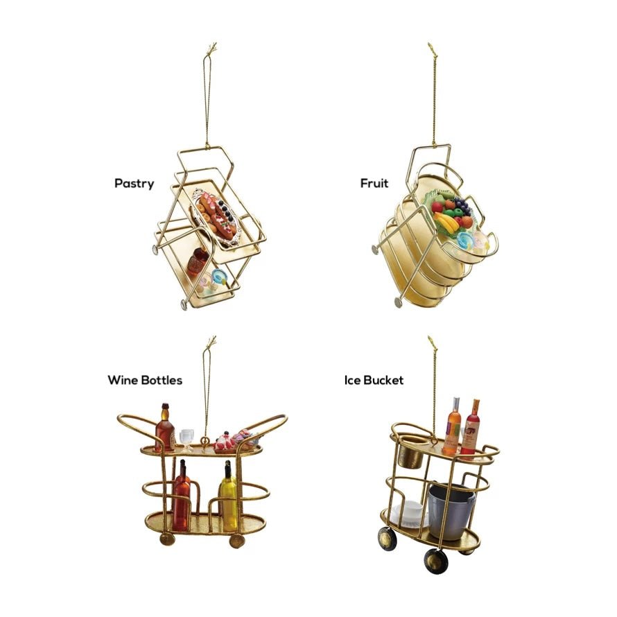 Vintage - Style Bar Cart Christmas Ornament CHOICE of Style - Marmalade Mercantile