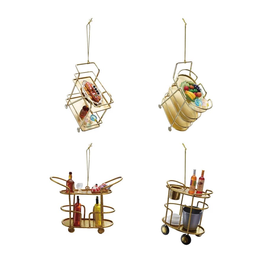 Vintage - Style Bar Cart Christmas Ornament CHOICE of Style - Marmalade Mercantile