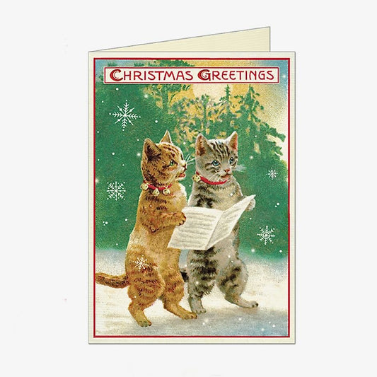 Vintage Style Christmas Greeting Card w Kitties - Marmalade Mercantile