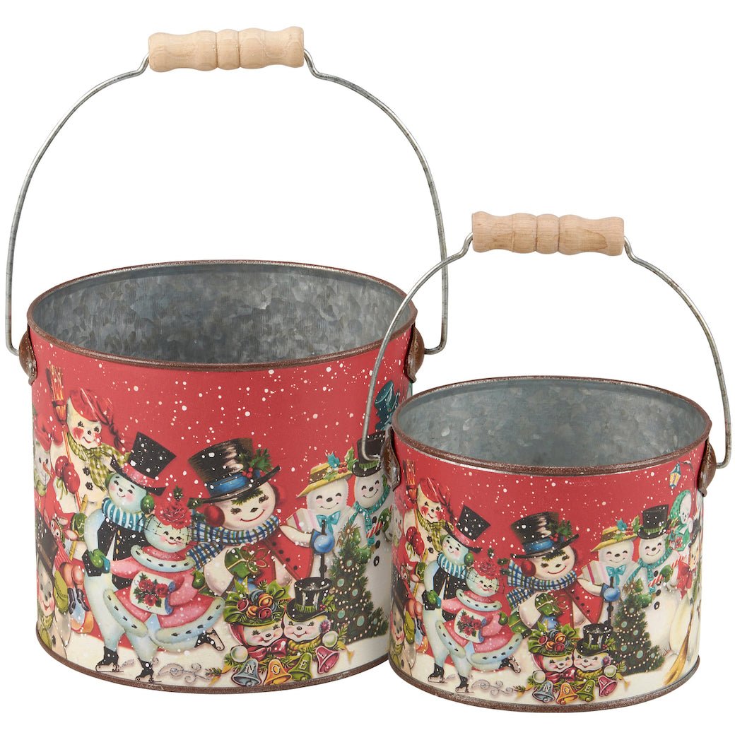 Vintage - Style Christmas Snowman Bucket Set - Marmalade Mercantile