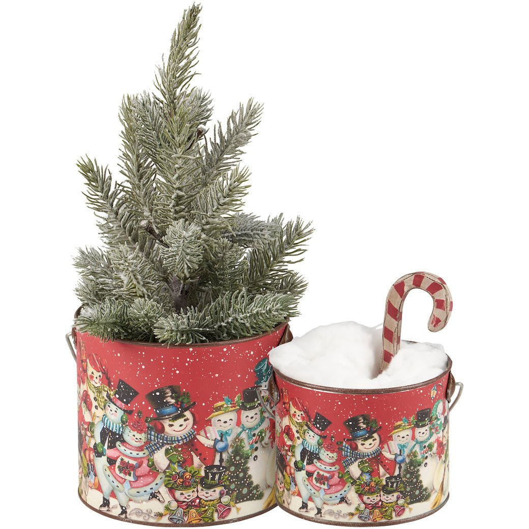 Vintage - Style Christmas Snowman Bucket Set - Marmalade Mercantile