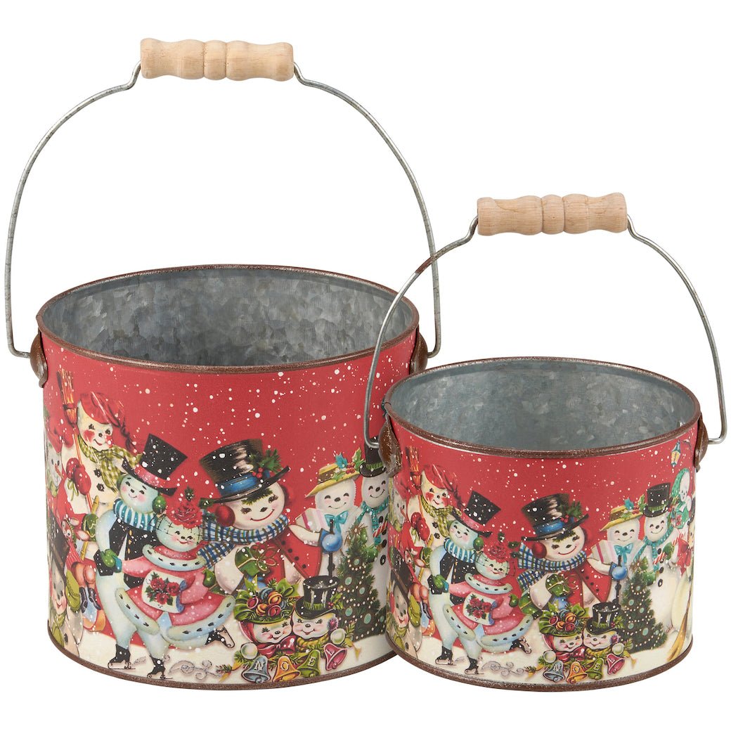 Vintage - Style Christmas Snowman Bucket Set - Marmalade Mercantile