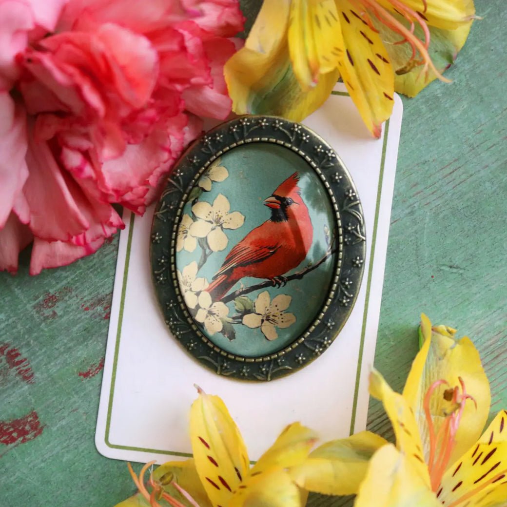 Vintage - Style Cottage Core Cardinal Brooch - Marmalade Mercantile