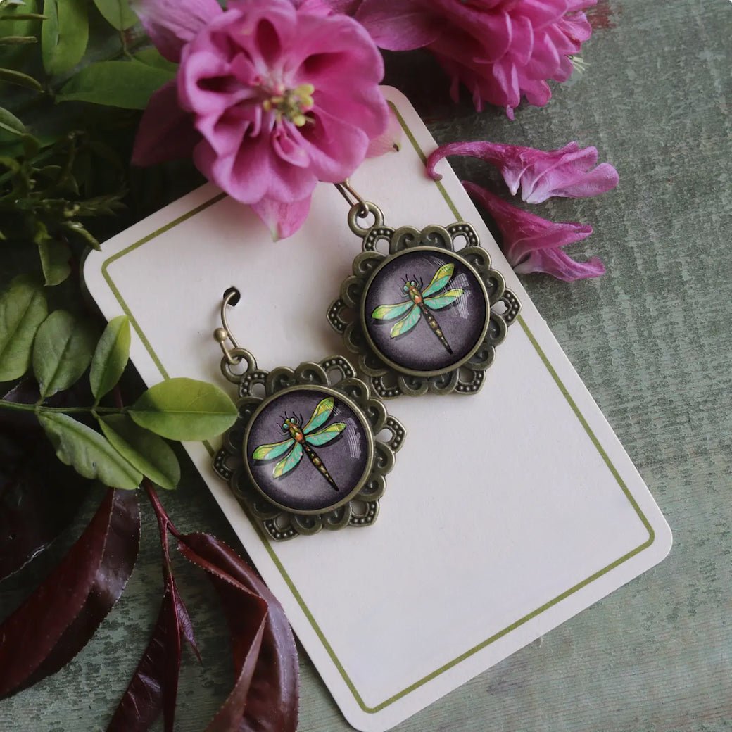 Vintage - Style Cottage Core Dragonfly Earrings - Marmalade Mercantile