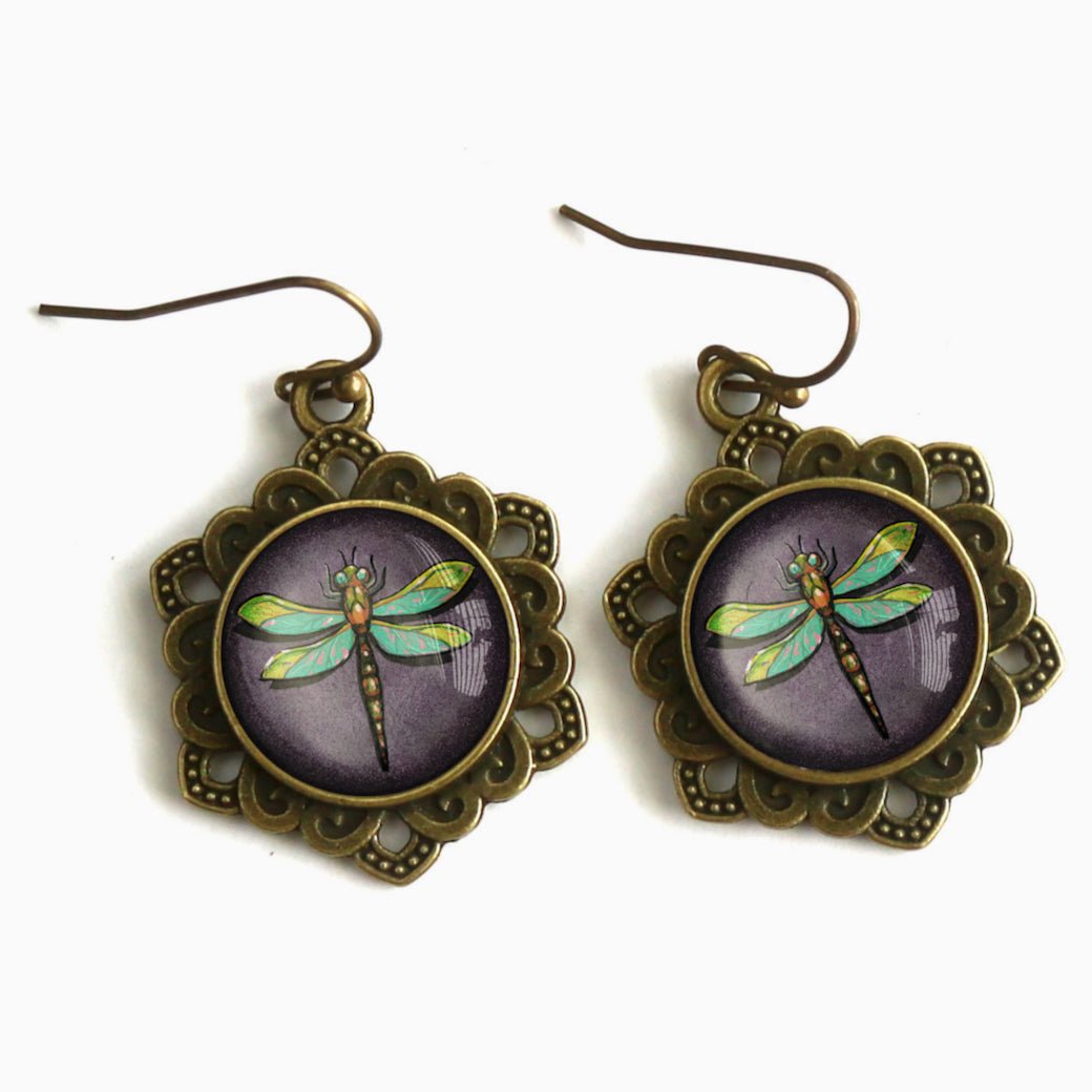 Vintage - Style Cottage Core Dragonfly Earrings - Marmalade Mercantile