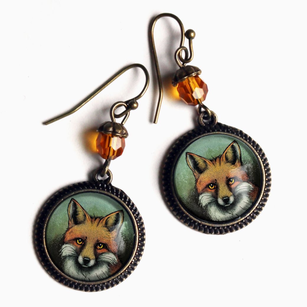 Vintage - Style Cottage Core Fox Earrings for Pierced Ears - Marmalade Mercantile