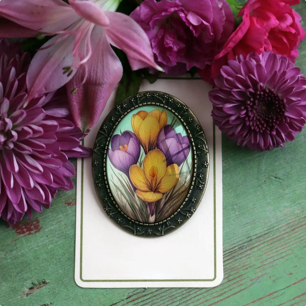Crocus07  Vintage-Style Cottage Core Springtime Crocus Brooch