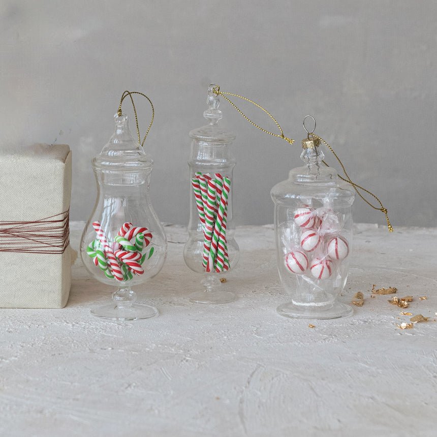 Vintage - Style Glass Candy Jar Ornaments CHOICE of Style - Marmalade Mercantile