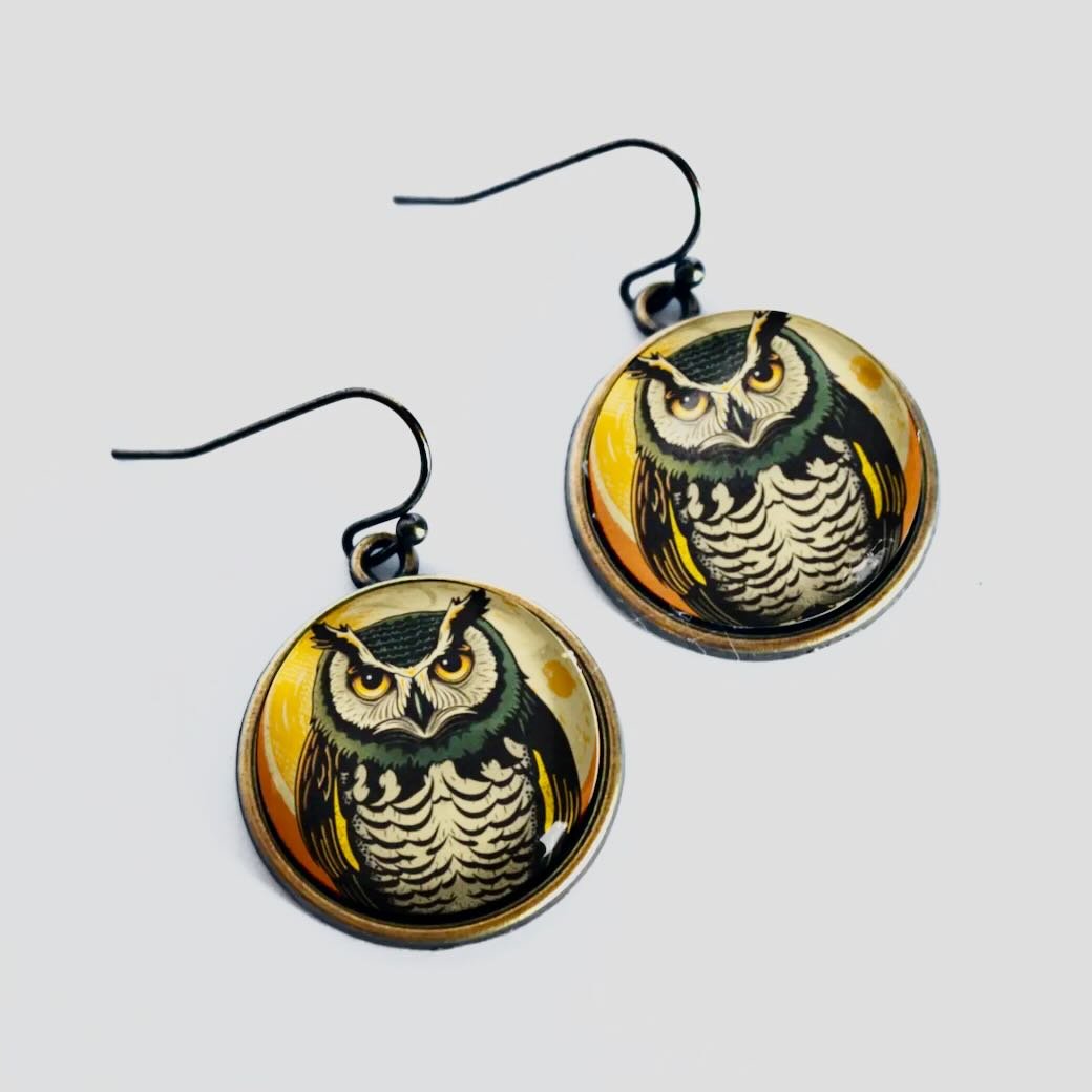 Vintage - Style Halloween Owl Pierced Earrings - Marmalade Mercantile