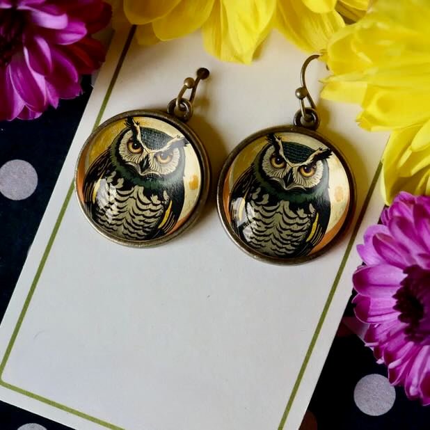 Vintage - Style Halloween Owl Pierced Earrings - Marmalade Mercantile