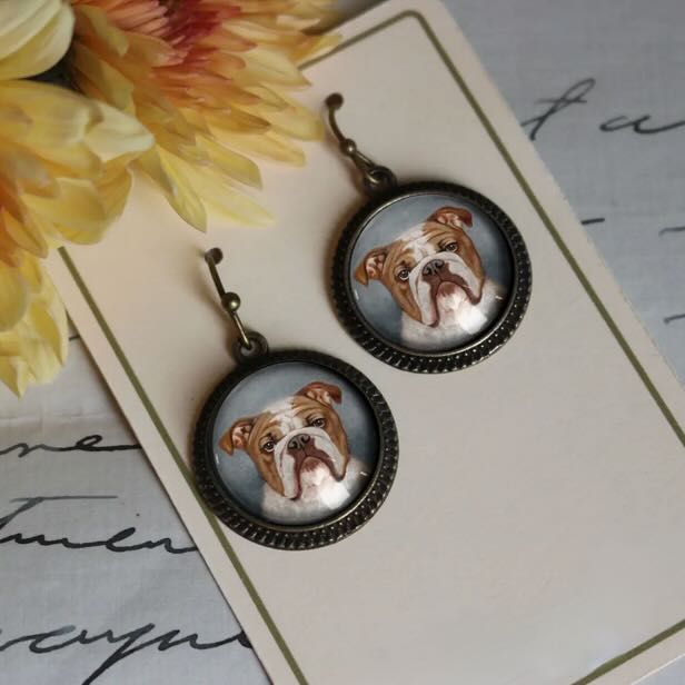 Vintage - Style Handmade Bulldog Pierced Earrings - Marmalade Mercantile