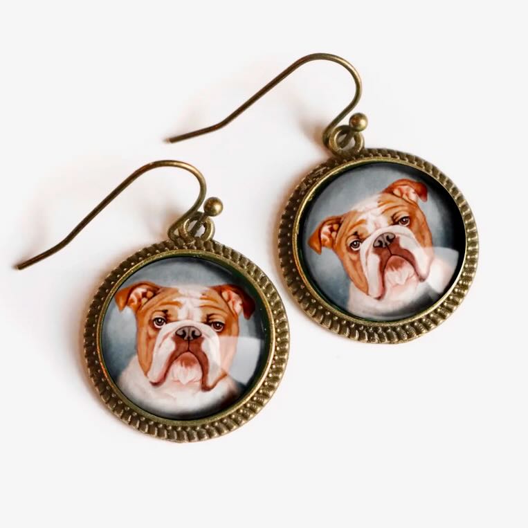 Vintage - Style Handmade Bulldog Pierced Earrings - Marmalade Mercantile