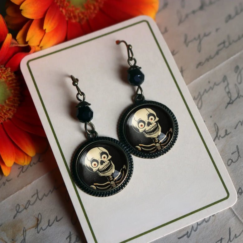 Vintage - Style Handmade Halloween Earrings Skelly Skeleton - Marmalade Mercantile
