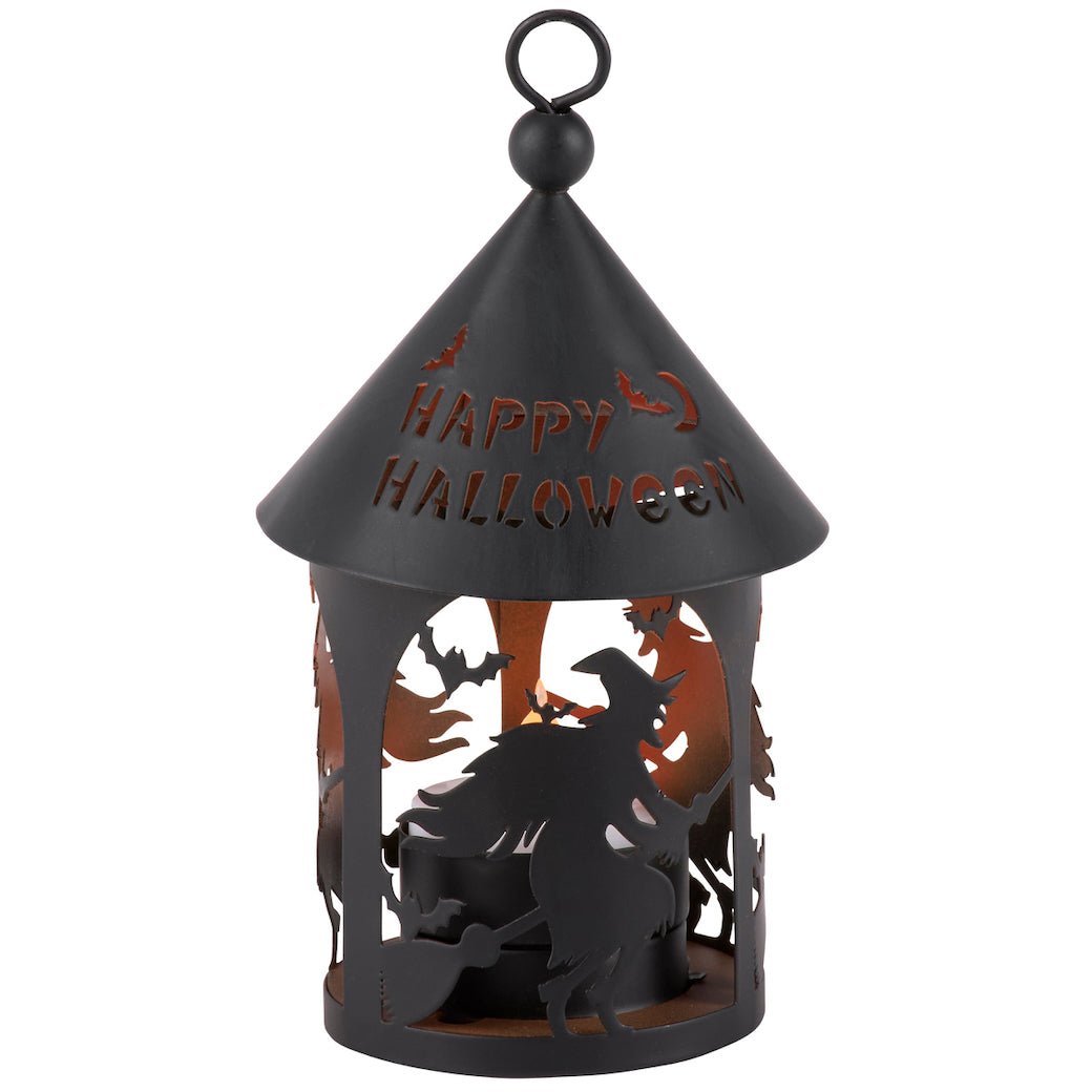 Vintage - Style Metal Flying Witches Halloween Tealight Lantern - Marmalade Mercantile