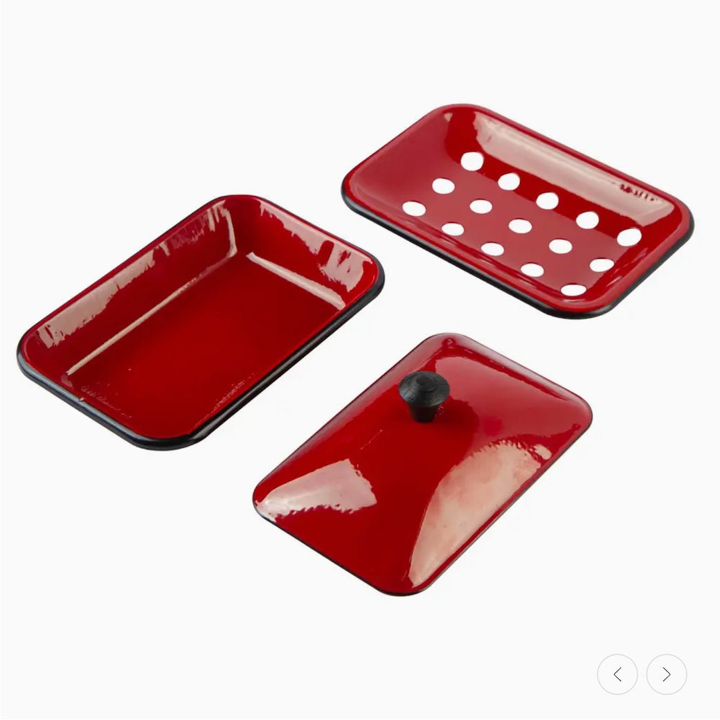 Vintage - Style Rectangular Enameled Soap Dish with Lid CHOICE of Colors - Marmalade Mercantile