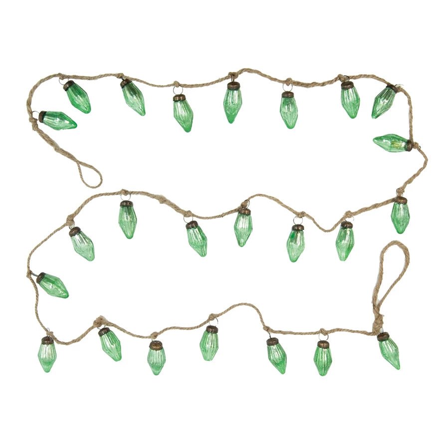 Vintage - Style Recycled Glass Christmas Ornament Garland GREEN - Marmalade Mercantile