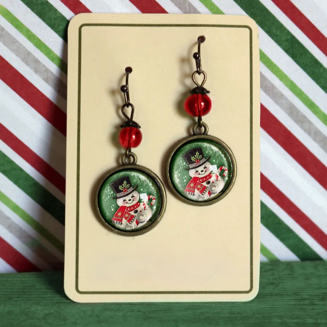 Vintage - Style Retro Snowman Earrings for Pierced Ears - Marmalade Mercantile