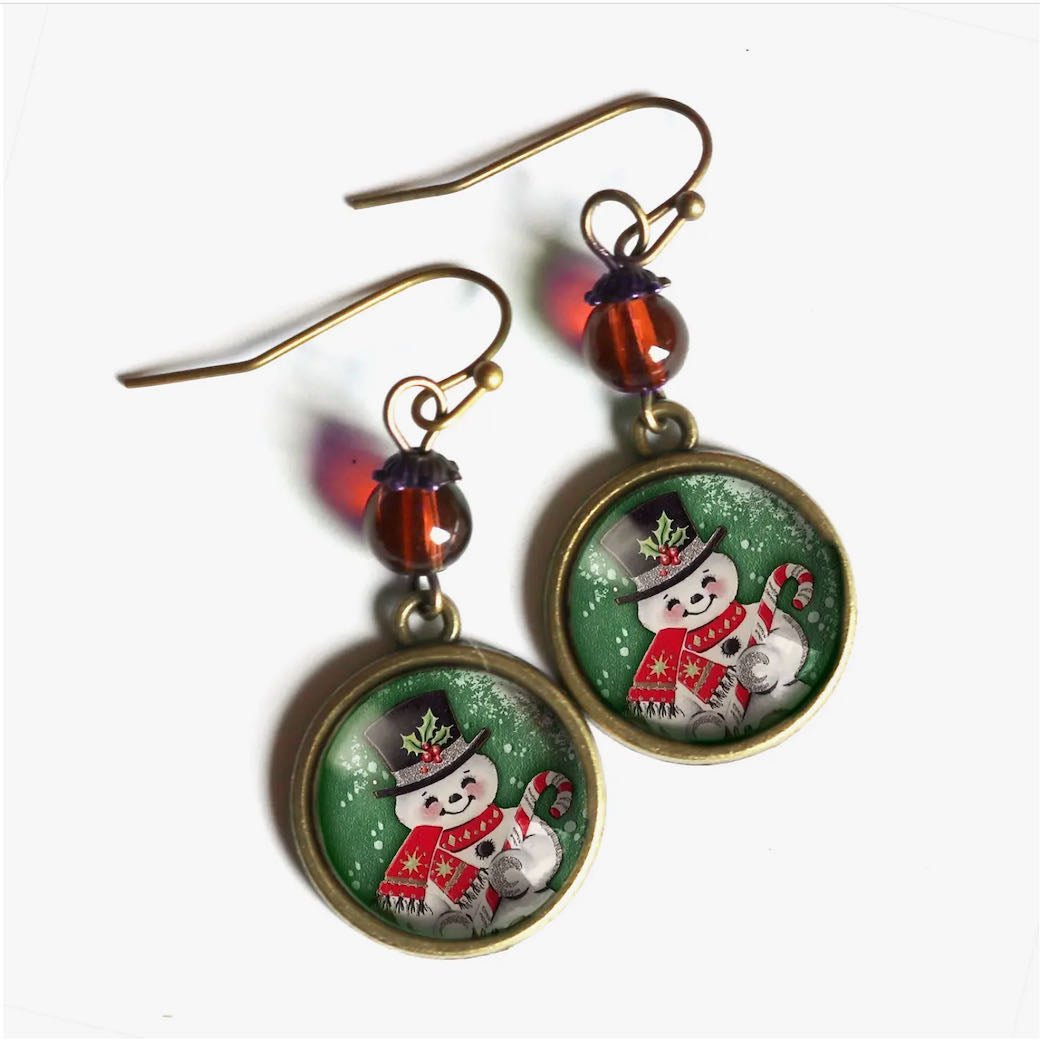 Vintage - Style Retro Snowman Earrings for Pierced Ears - Marmalade Mercantile