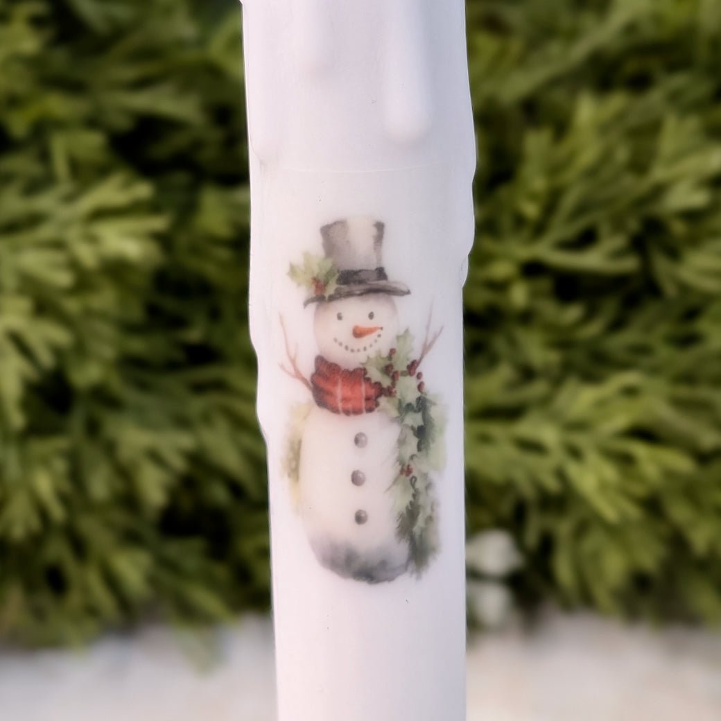 Vintage - Style Snowman LED Battery Taper Candle - Marmalade Mercantile