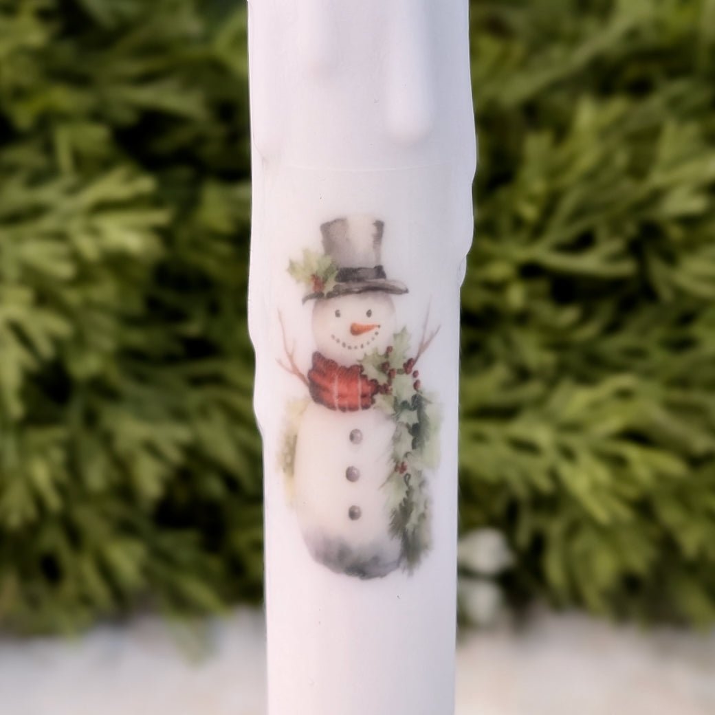 Vintage - Style Snowman LED Battery Taper Candle - Marmalade Mercantile