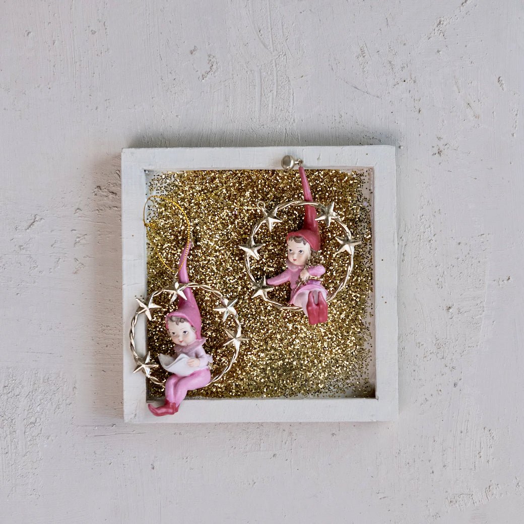 Vintage Style Swinging Christmas Pixie Ornament - Thumbnail 2