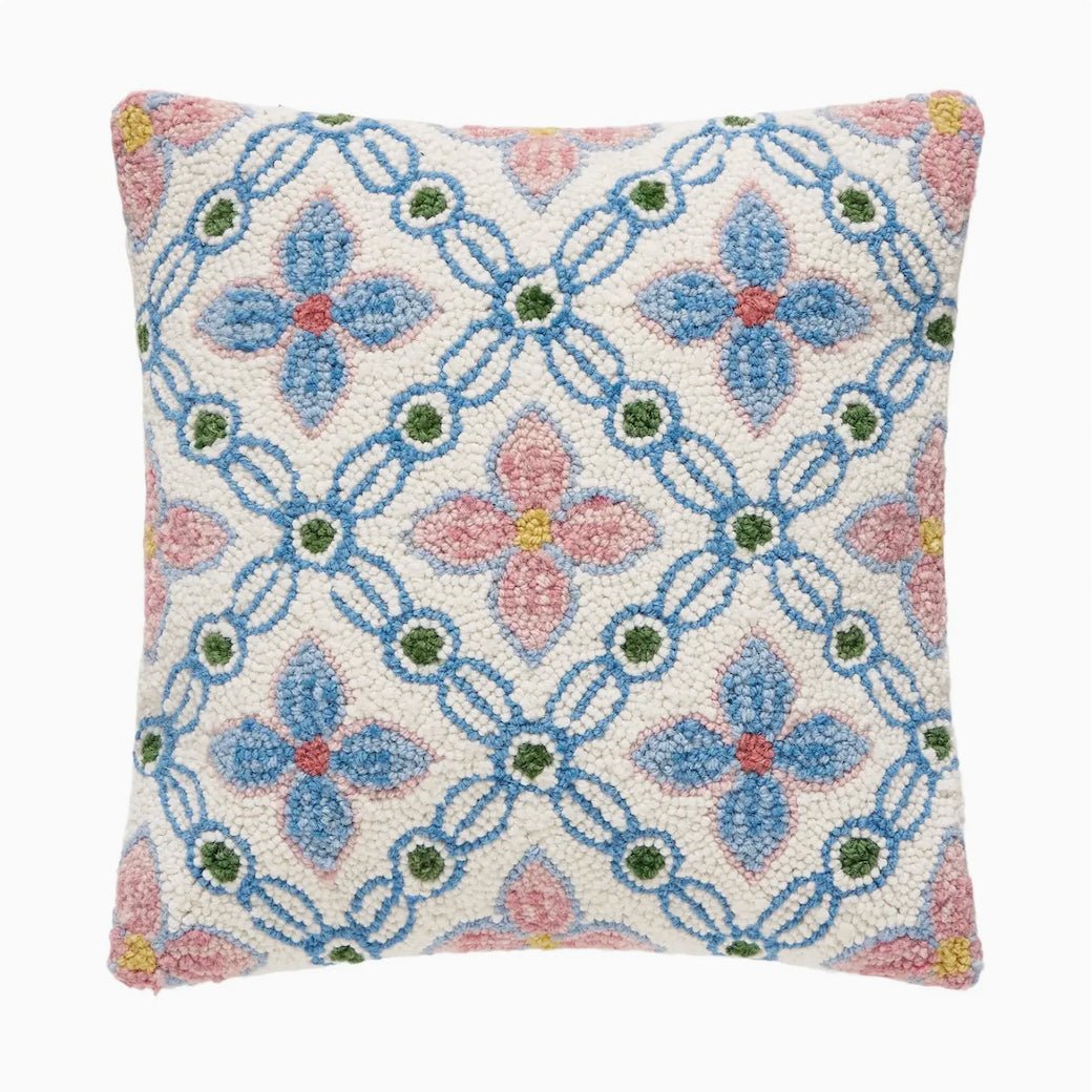 Vintage - Style Tile Hooked Rug Pillow - Marmalade Mercantile