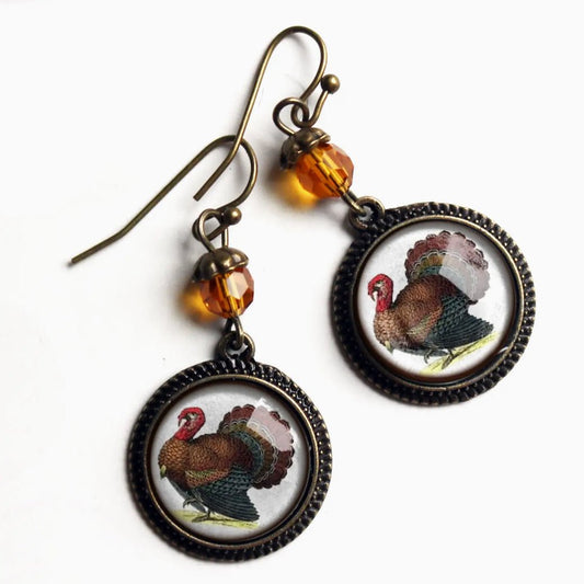 Vintage - Style Tom Turkey Thanksgiving Earrings for Pierced Ears - Marmalade Mercantile