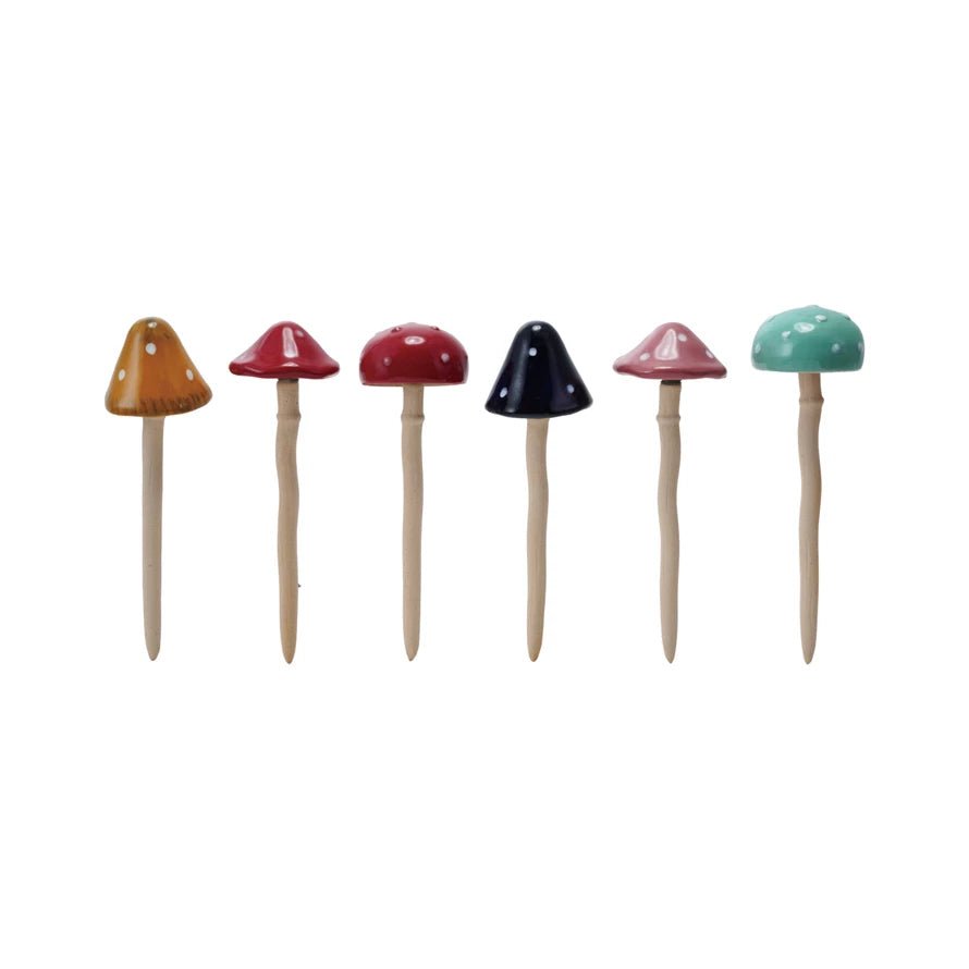 Whimsical Stoneware Mushroom Plant Stake CHOICE of 6 Styles (Each will vary) - Marmalade Mercantile