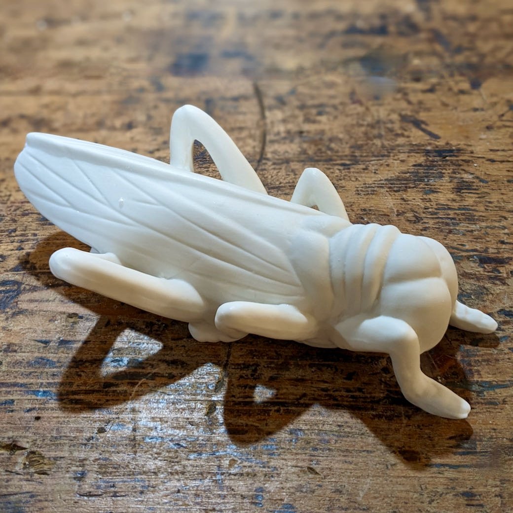 White Stoneware Bisque Grasshopper Figure - Marmalade Mercantile