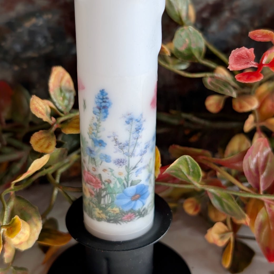 Wildflowers Battery Operated LED Taper Candle - Marmalade Mercantile