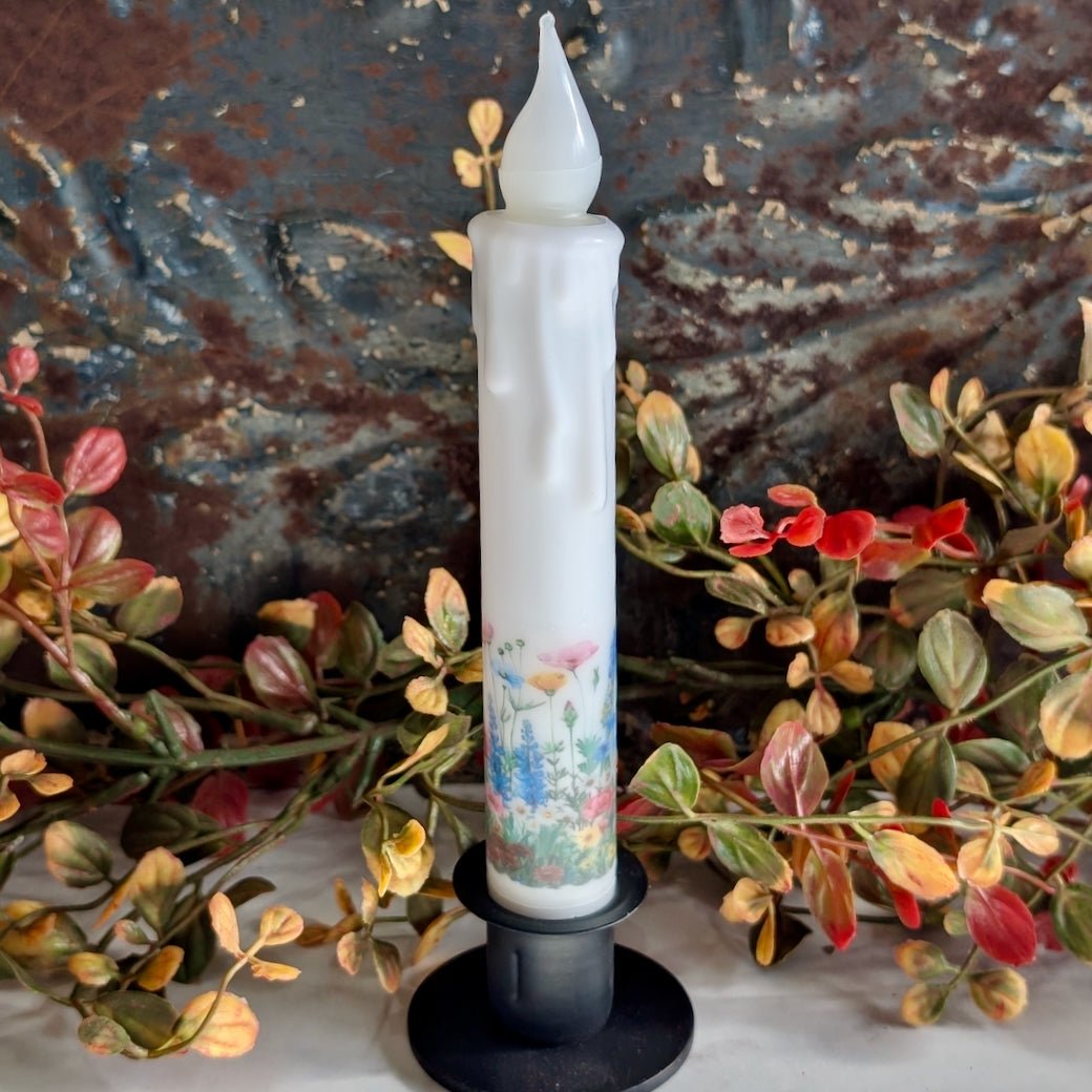 Wildflowers Battery Operated LED Taper Candle - Marmalade Mercantile