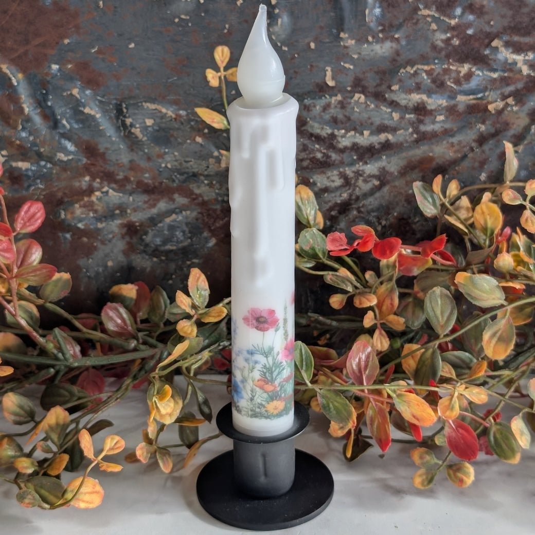 Wildflowers Battery Operated LED Taper Candle - Marmalade Mercantile