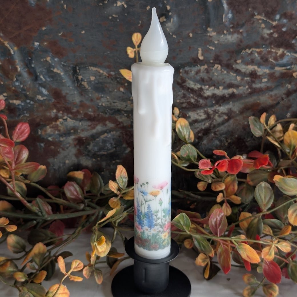 Wildflowers Battery Operated LED Taper Candle - Marmalade Mercantile