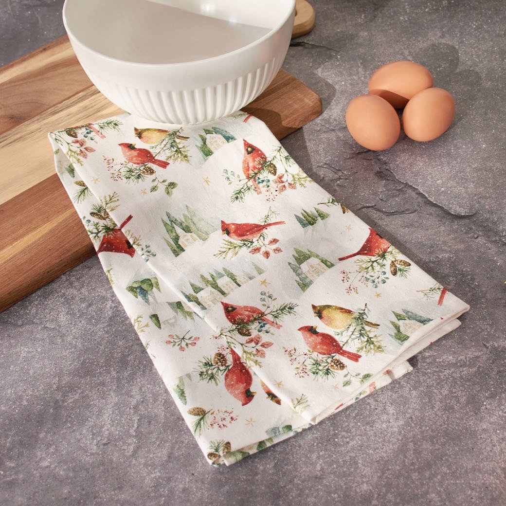 Winter Cardinals 100% Cotton Kitchen Towel - Marmalade Mercantile