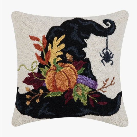 Witch Hat Halloween Hooked Rug Pillow - Marmalade Mercantile