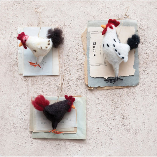 Wool Felt Chicken Christmas Ornaments CHOICE of Style - Marmalade Mercantile