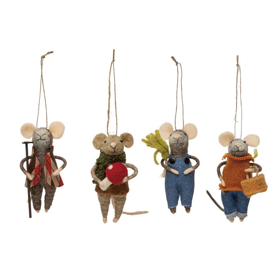 Wool Felt Gardening Mouse Critter Ornament CHOICE of Style - Marmalade Mercantile