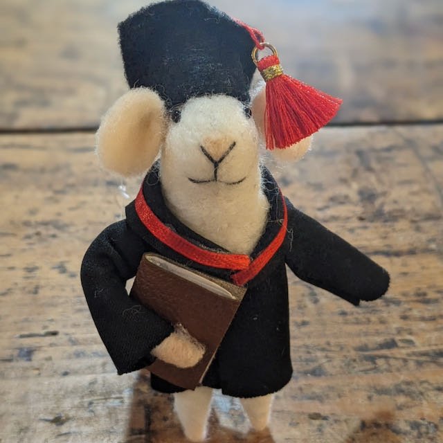 Wool Felt Graduation Mouse Critter - Marmalade Mercantile