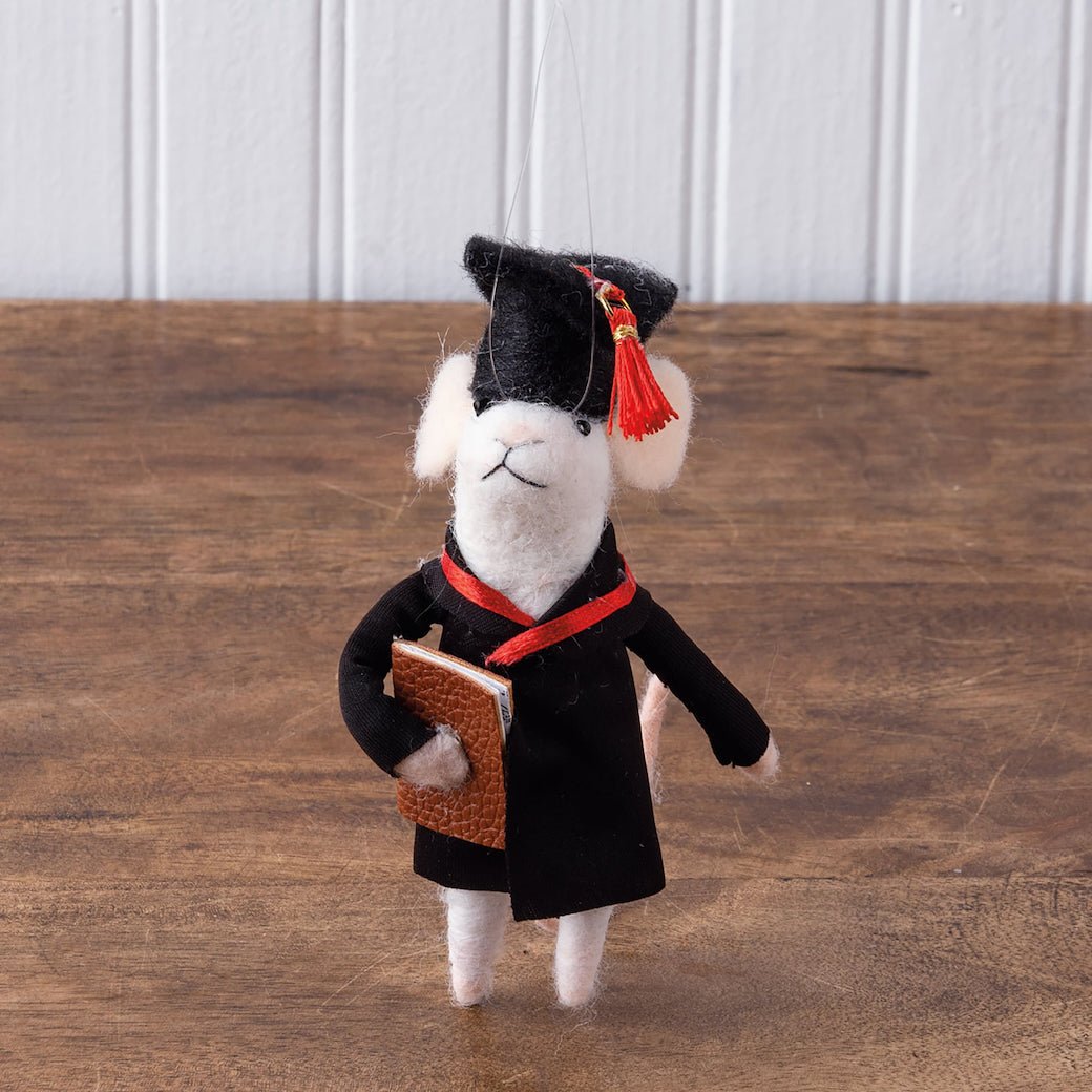 Wool Felt Graduation Mouse Critter - Marmalade Mercantile