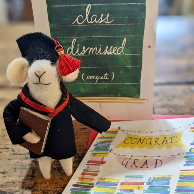Wool Felt Graduation Mouse Critter - Marmalade Mercantile