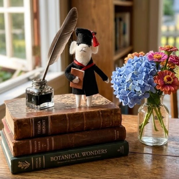 Wool Felt Graduation Mouse Critter - Marmalade Mercantile